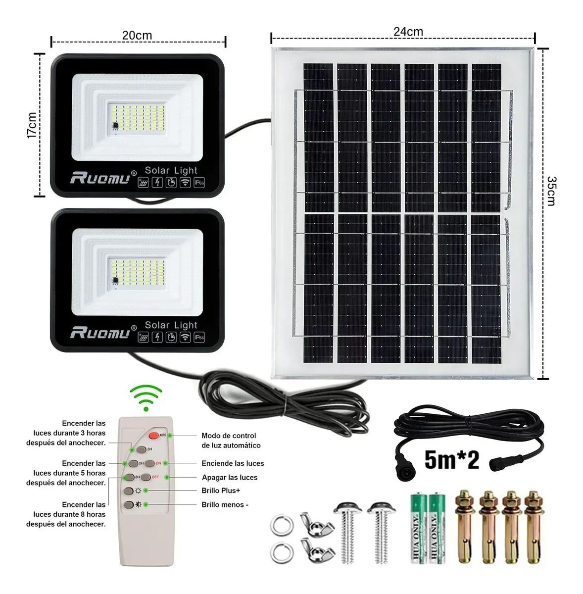 Reflector 300w, Incluye 2 Cables de 5m para Uso en Interior/Exterior, Luz Blanca 6000K,  9