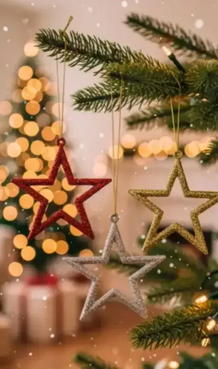 Adorno navideño contorno estrella gibreada 3 piezas 7,5 cm