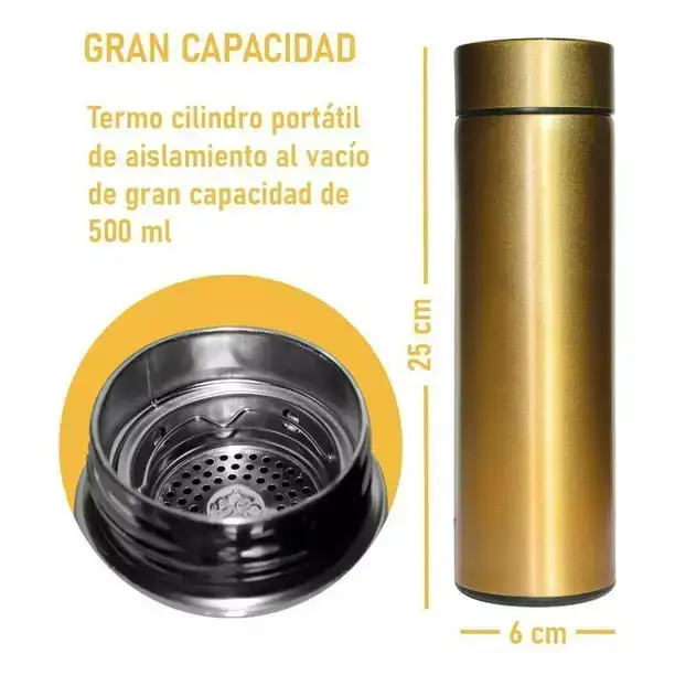 Termo Digital Inteligente Acero Inoxidable 500 Ml - Dorado 2