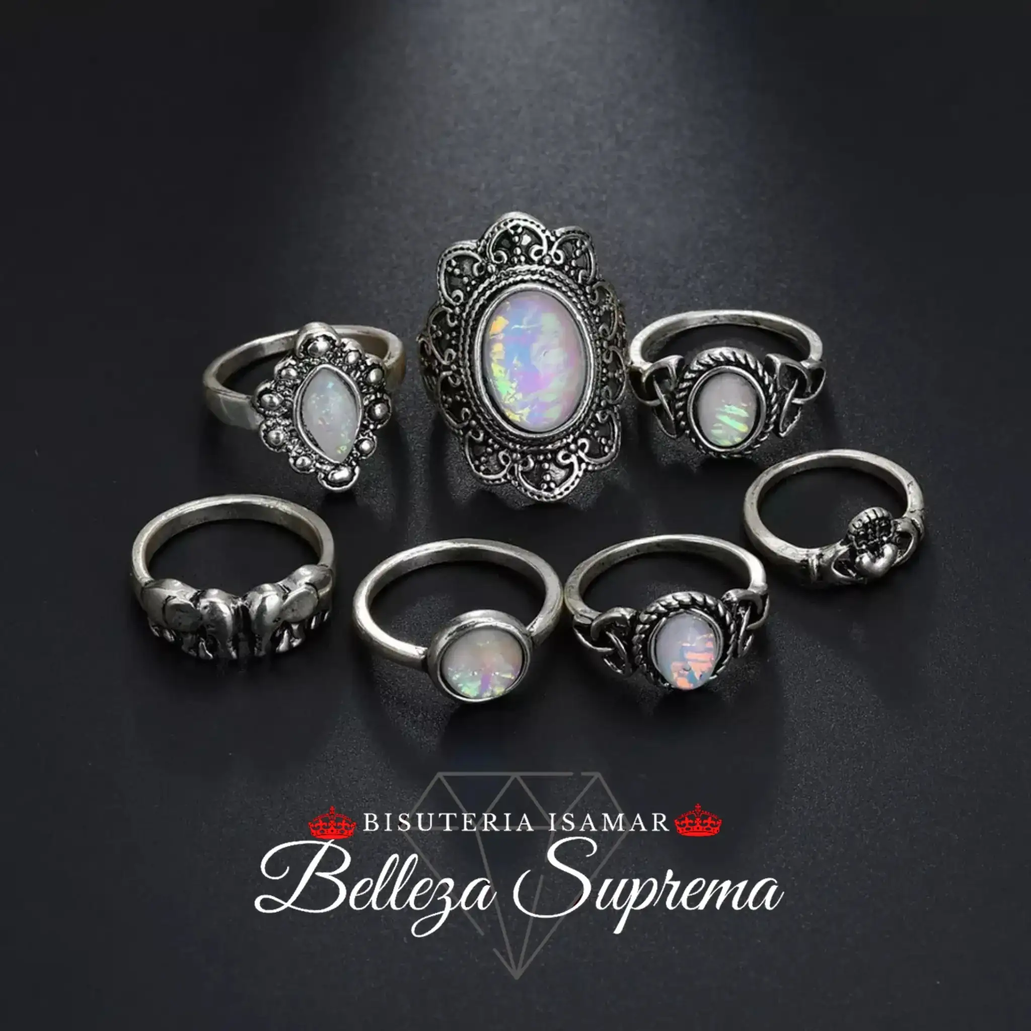 SET DE ANILLOS EN PLATA QUEMADA 4