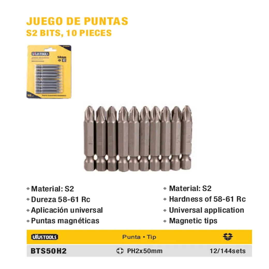 SET PUNTA UYUST SIMPLE ESTRELLA 10 PZ 50 mm