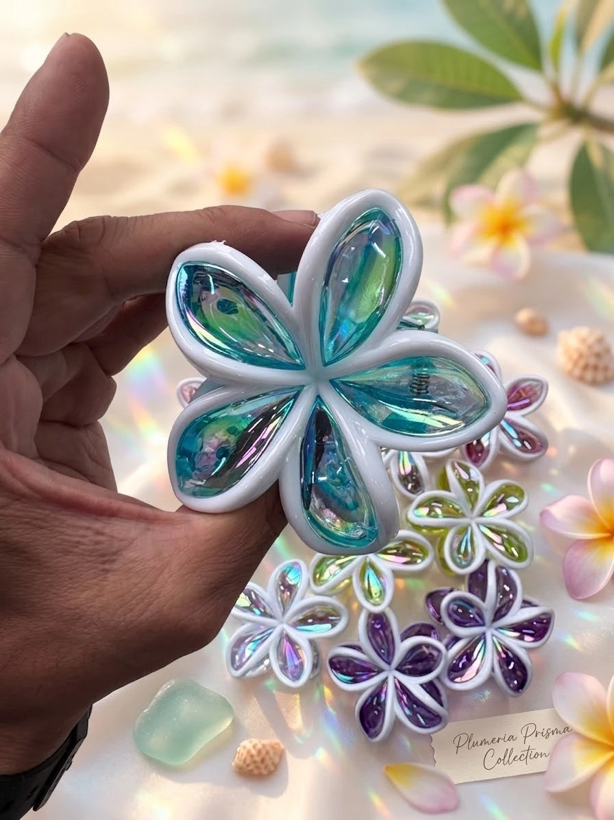 Pinzas para Cabello de Flores Iridiscentes "Flora": Brillo Mágico y Elegancia Floral (Paquete de 12) 2