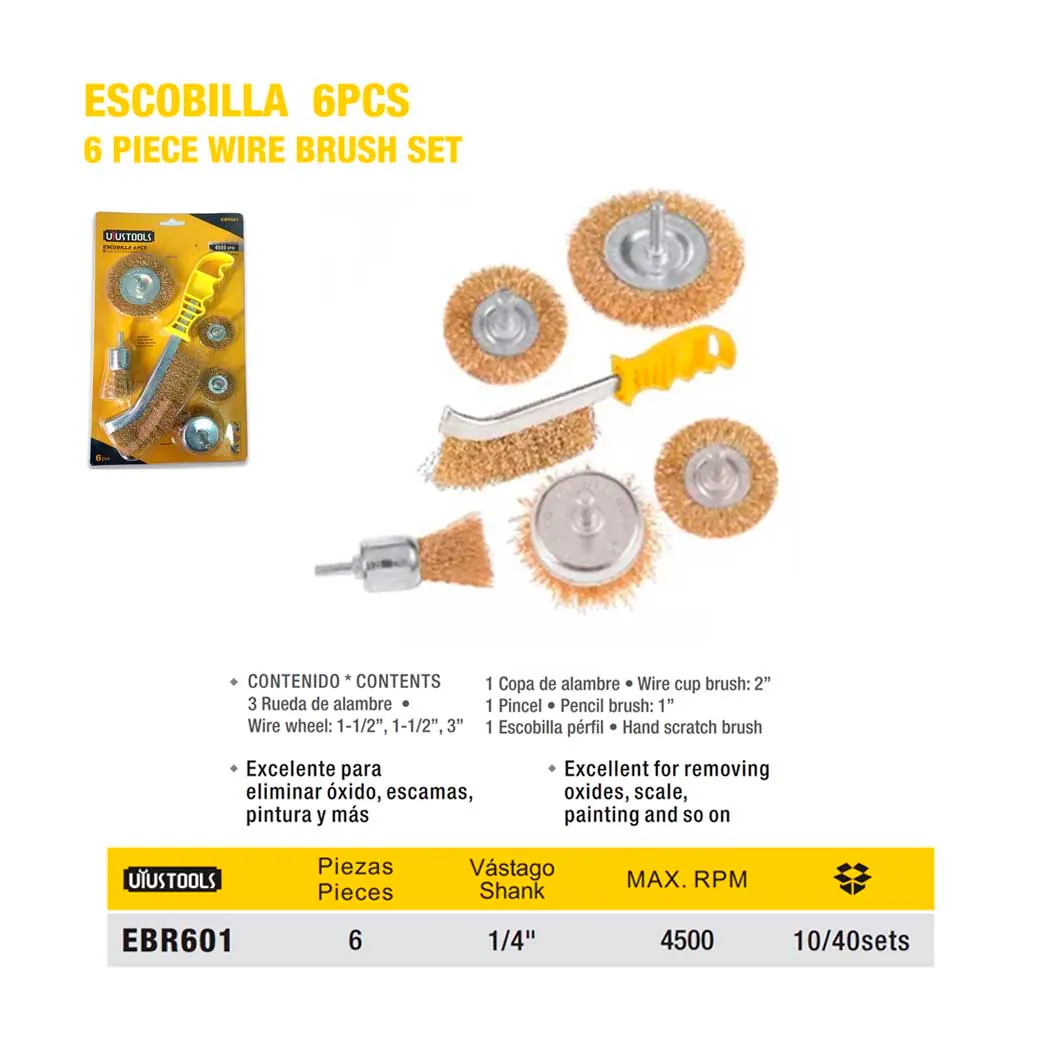 SET ESCOBILLA DORADO UYUST C/CEPILLO de 6 PZS