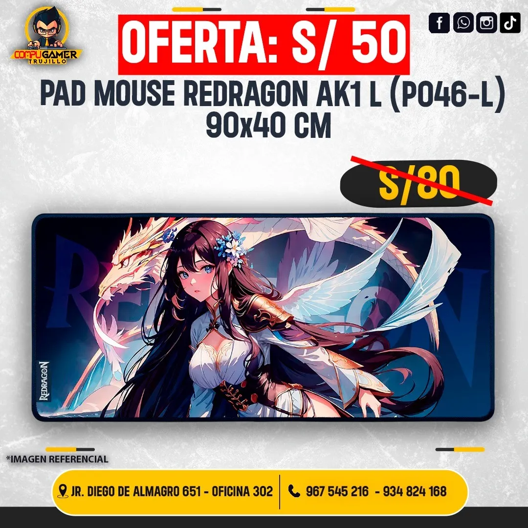PAD MOUSE REDRAGON AK1 L (P046-L) 90x40 cm