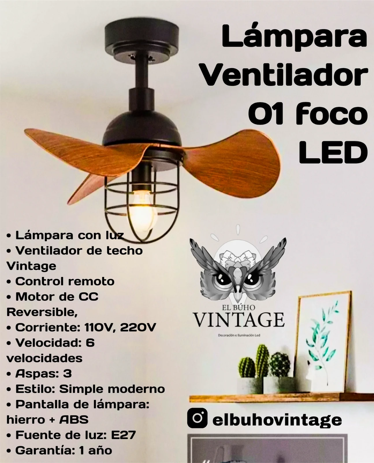Lámpara Ventilador Vintage  2