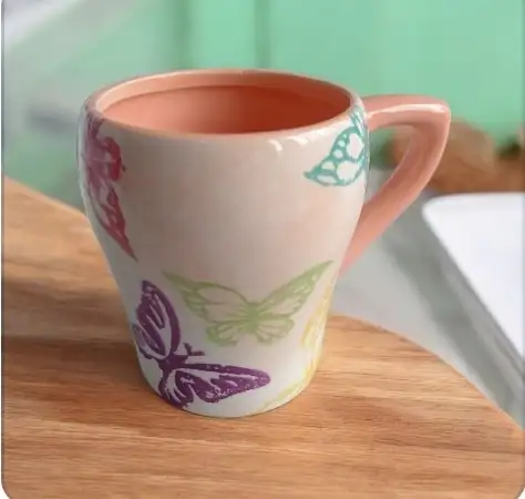 Taza cerámica mariposa