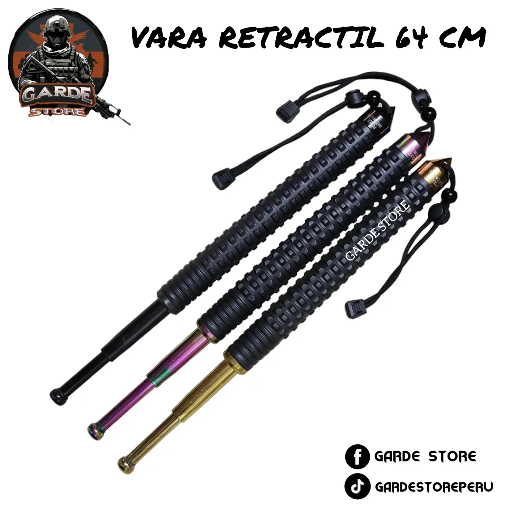 Vara retractil negro rompe vidrio 64cm.