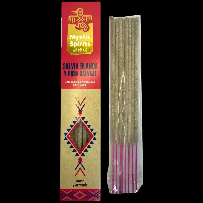 Incienso Natural Salvia Blanca Y Rosa Salvaje Mystic Spirits
