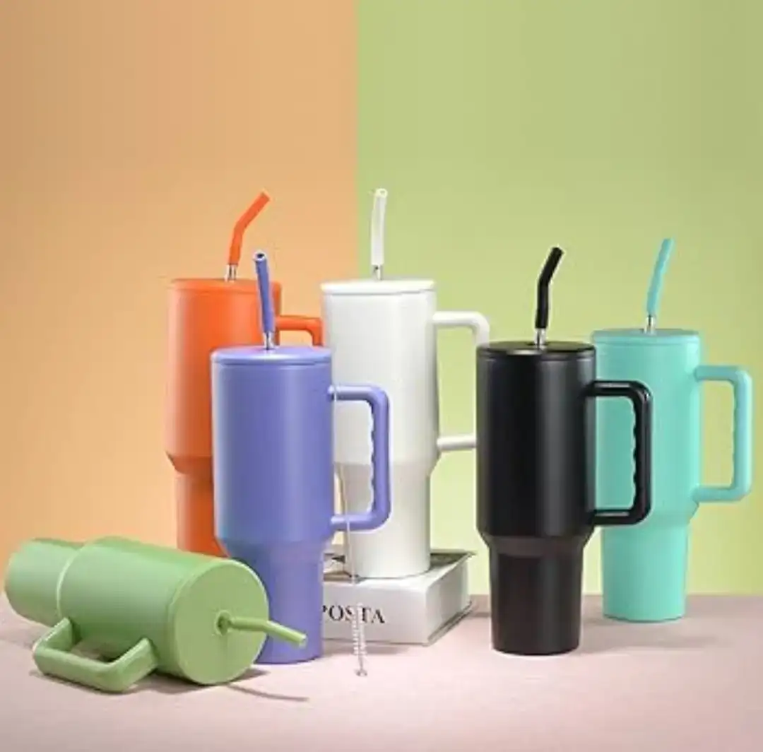 Vaso tipo stanley popote acero 2
