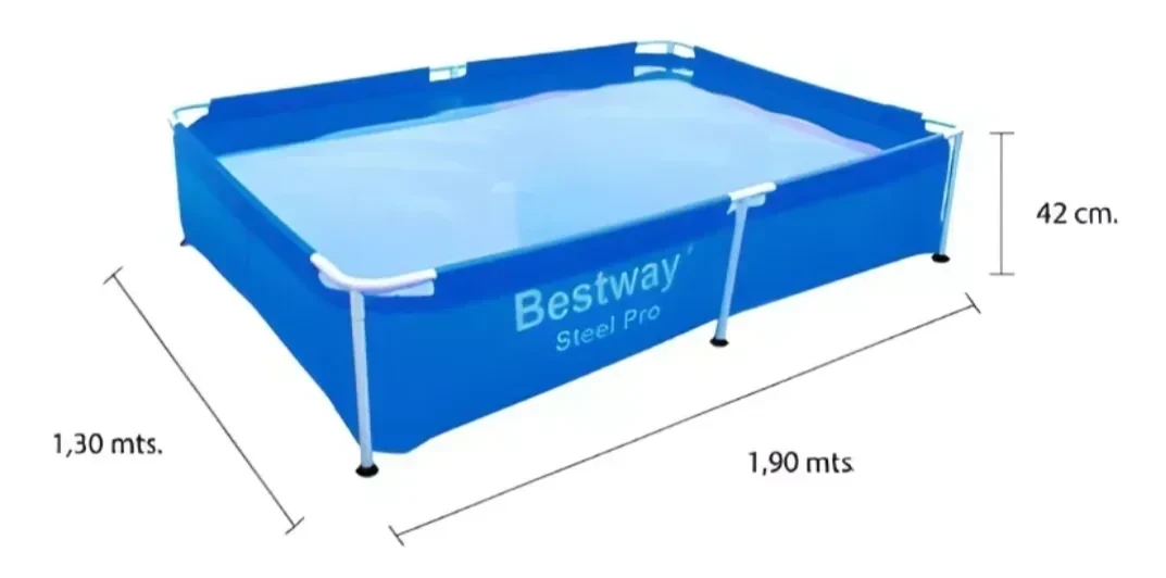 Pileta estructural rectangular Bestway 10473 con capacidad de 1000 litros de 190cm de largo x 130cm de ancho azul 2