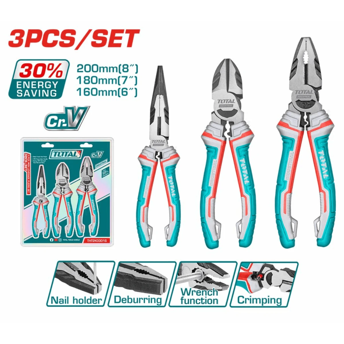Set de alicates universal corte y punta total
