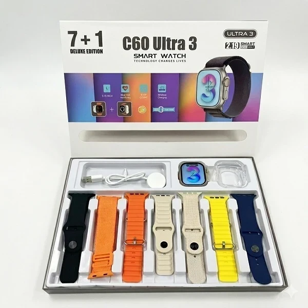 Reloj Inteligente SmartWatch C60 Ultra + 7 Correas intercambiables