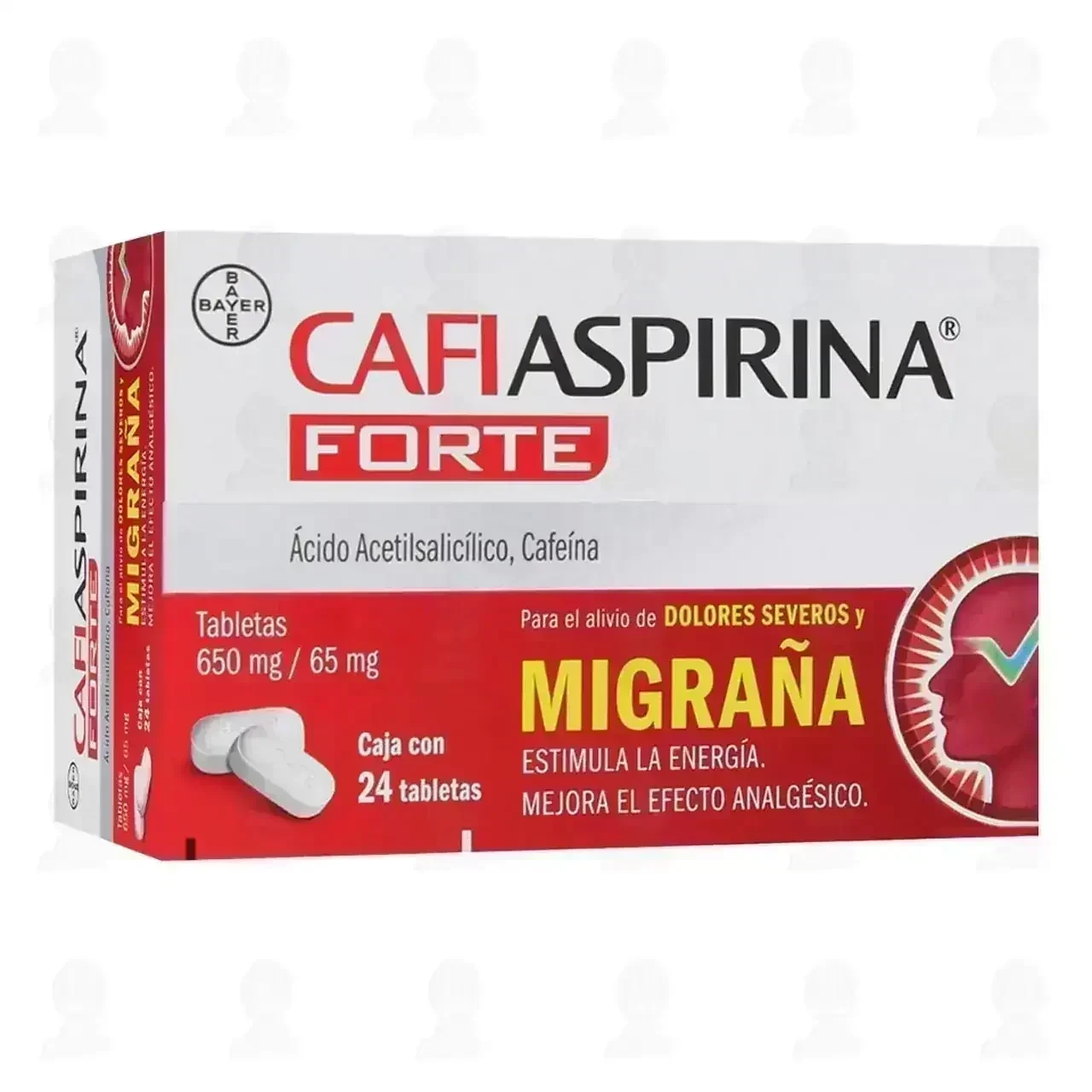 Cafiaspirina Forte 650mg/65mg, 24 Tabletas.