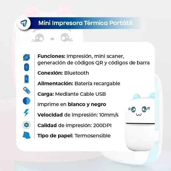 MINI IMPRESORA TERMICA PORTATIL BLUETOOTH ROSA 4