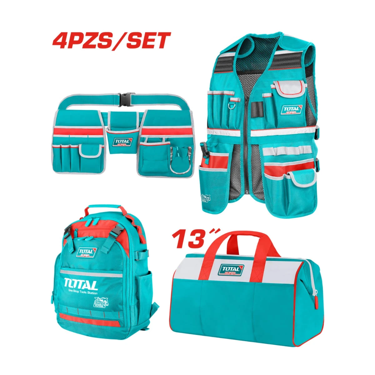 Combo chaleco + porta herramientas + maletin y mochila total SKU: TOS230908