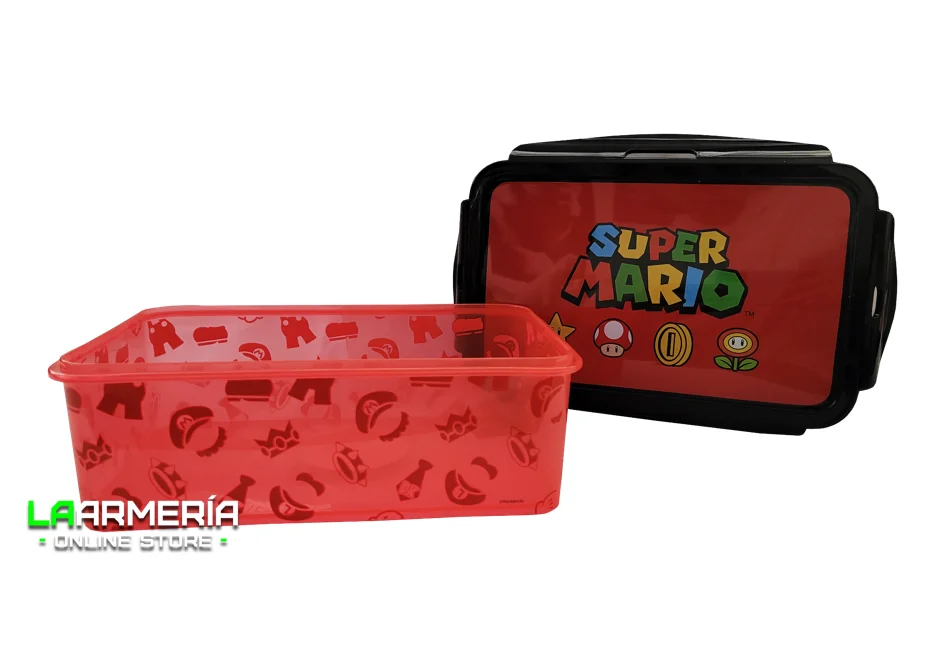 Hermético rectangular  1070ml Mario Bros 2