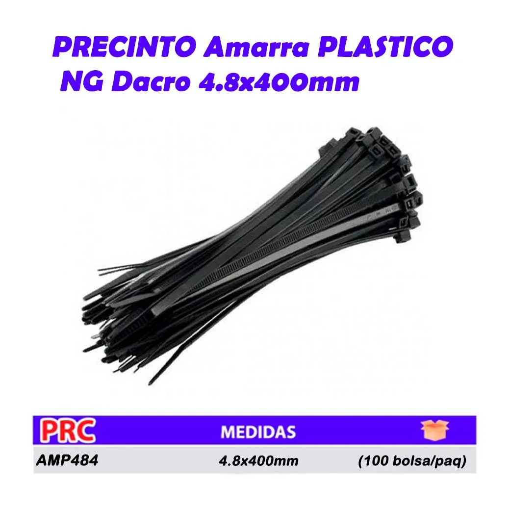 PRECINTO Amarra PLASTICA NG Dacro 4.8x400mm (100pz/bol)