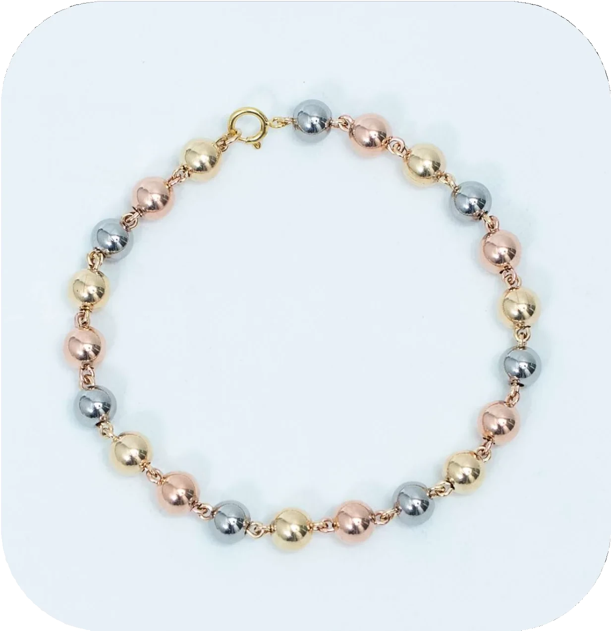 TB-020244-PULSERA BOLA 6MM 3 TONOS SISTEMA AGARRE (BPA)