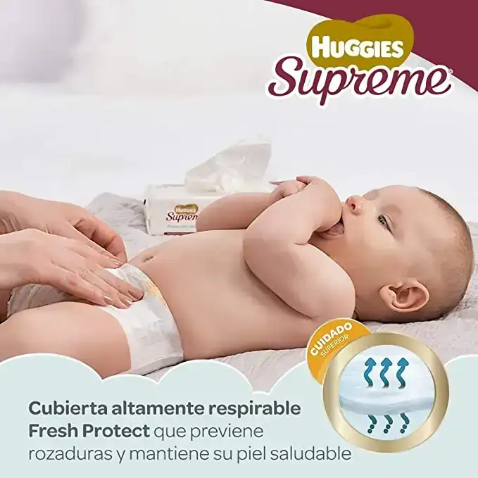 Huggies Supreme Pañal Desechable para Bebé, Etapa 5 Unisex, Caja con 180 Piezas, Ideales para Bebés de 11 a 14.5 kg