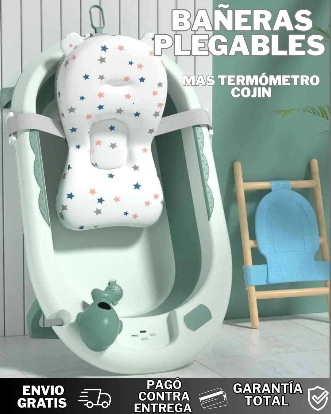 BAÑERA PLEGABLE CON TERMÓMETRO COJÍN  8