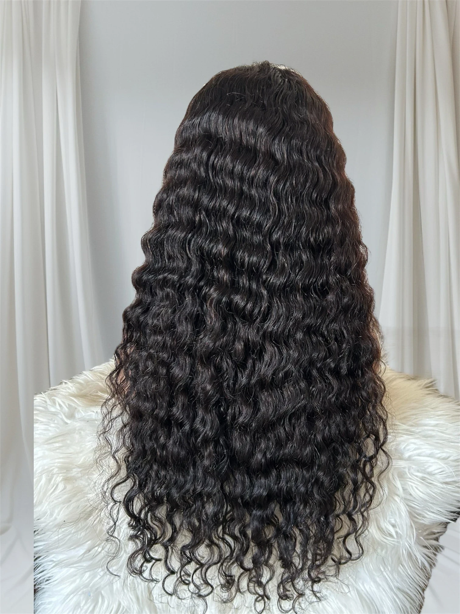 Peluca cabello humano Rizos de agua 28 pulgadas, frontal lace 13x4  200% densidad 3