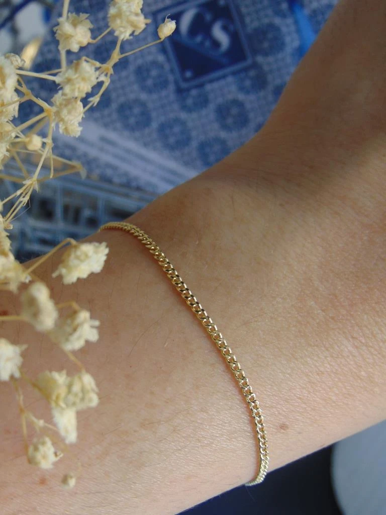 PULSERA RODIO DOR MINI CUBANA TALLA M 1MM | 17CM LARGO 2