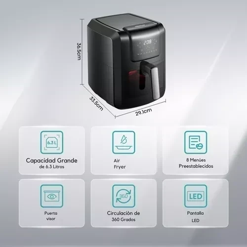 Freidora de Aire HISENSE  6.3Lts. 1300W H06AFBK 3