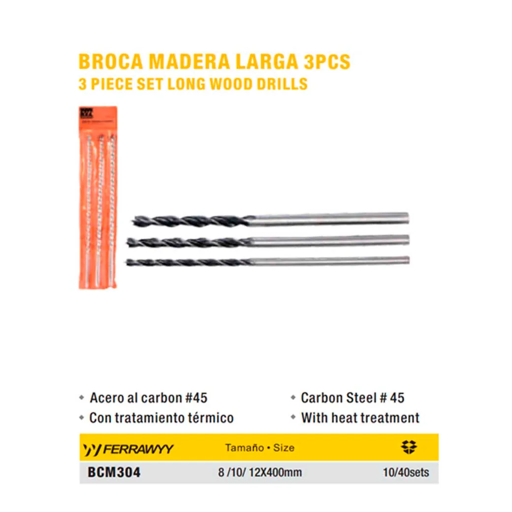 SET BROCA Madera Serpentina 3pz UYUST 40cm