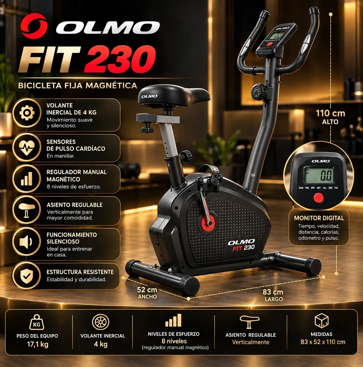 BICICLETA OLMO FIT 230 MAGNÉTICA *CONSULTAR DISPONIBILIDAD CON EL VENDEDOR*