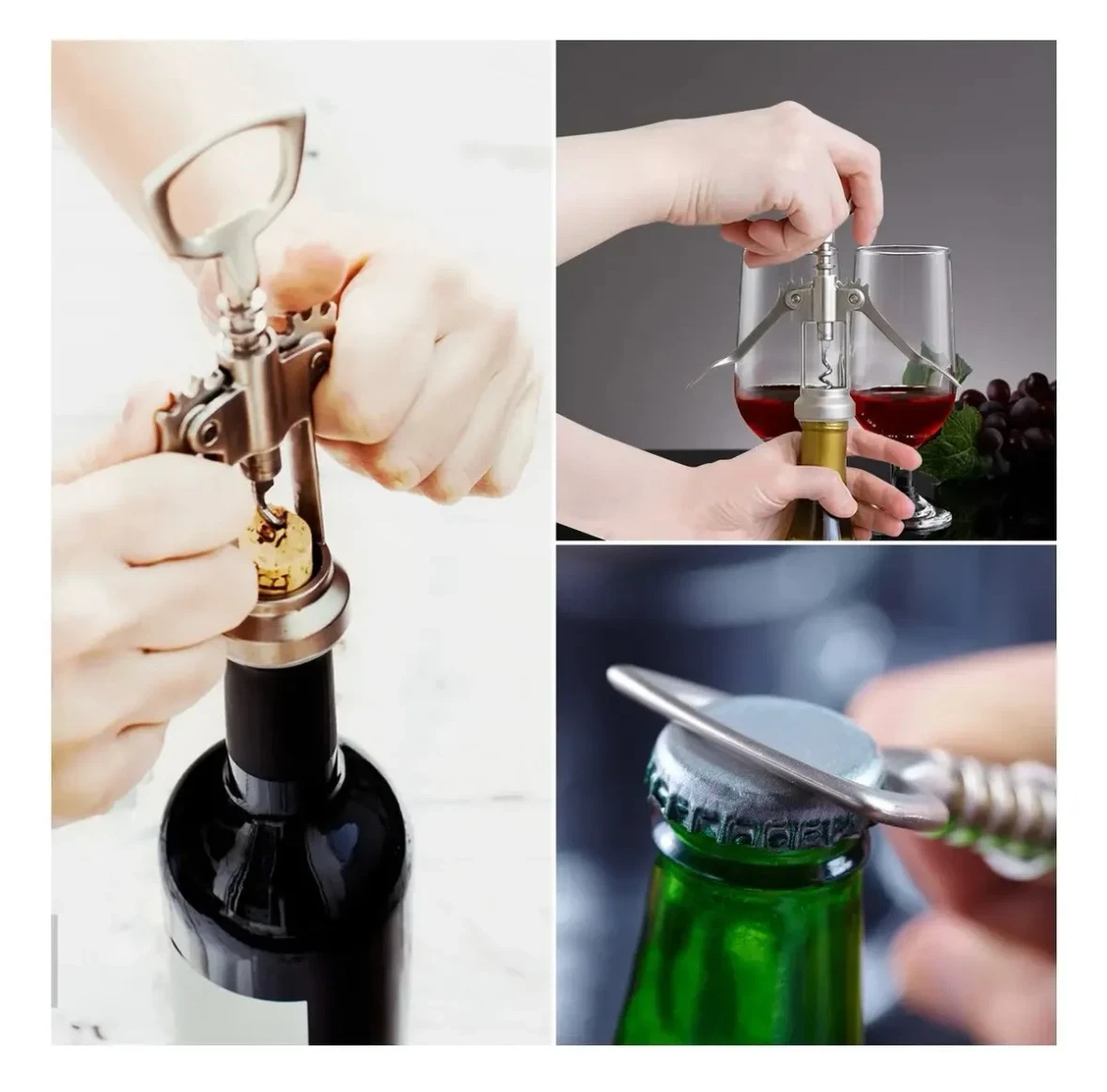 🍾 Sacacorchos de Alas Multifuncional 2 en 1 – Destapador de Vinos y Cervezas