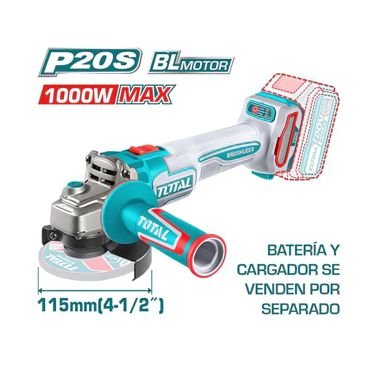 TAGLI27153 Amoladora angular 4 ½" 1000w 20v total 