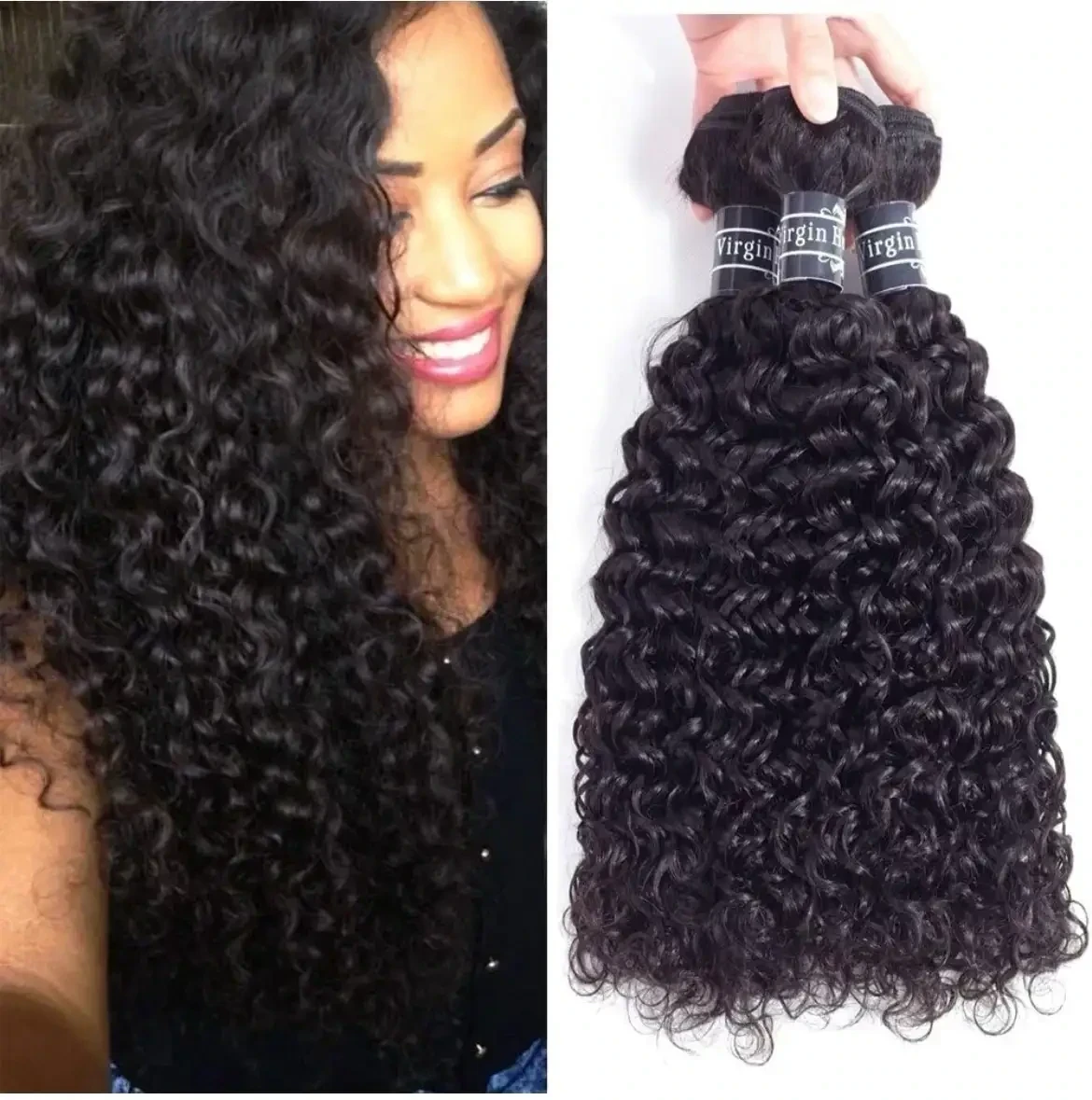 Extensiones de cortina rizada cabello humano 