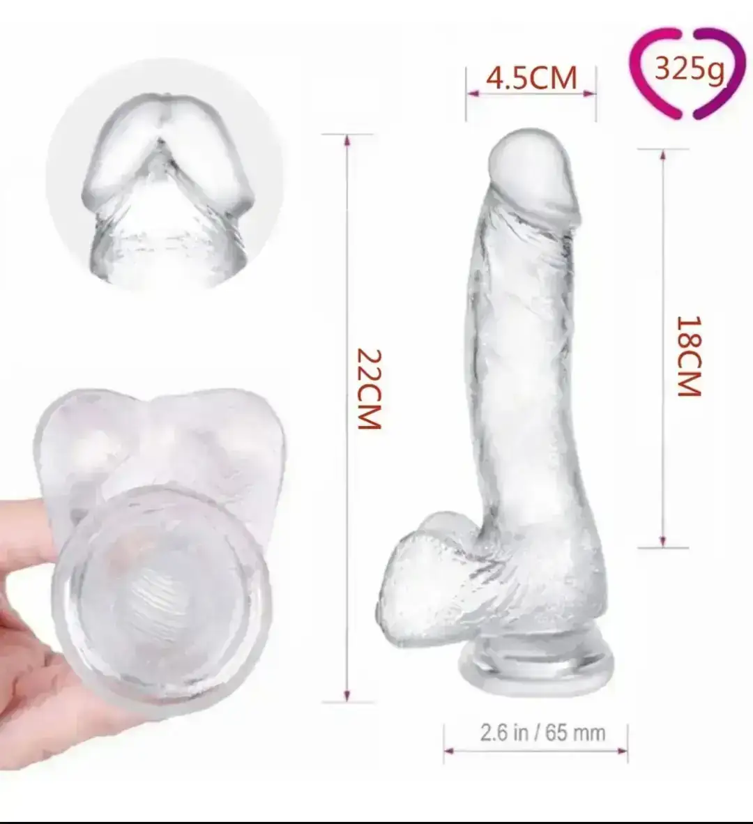 Dildo Transparente Realista 22x4.5cm 4