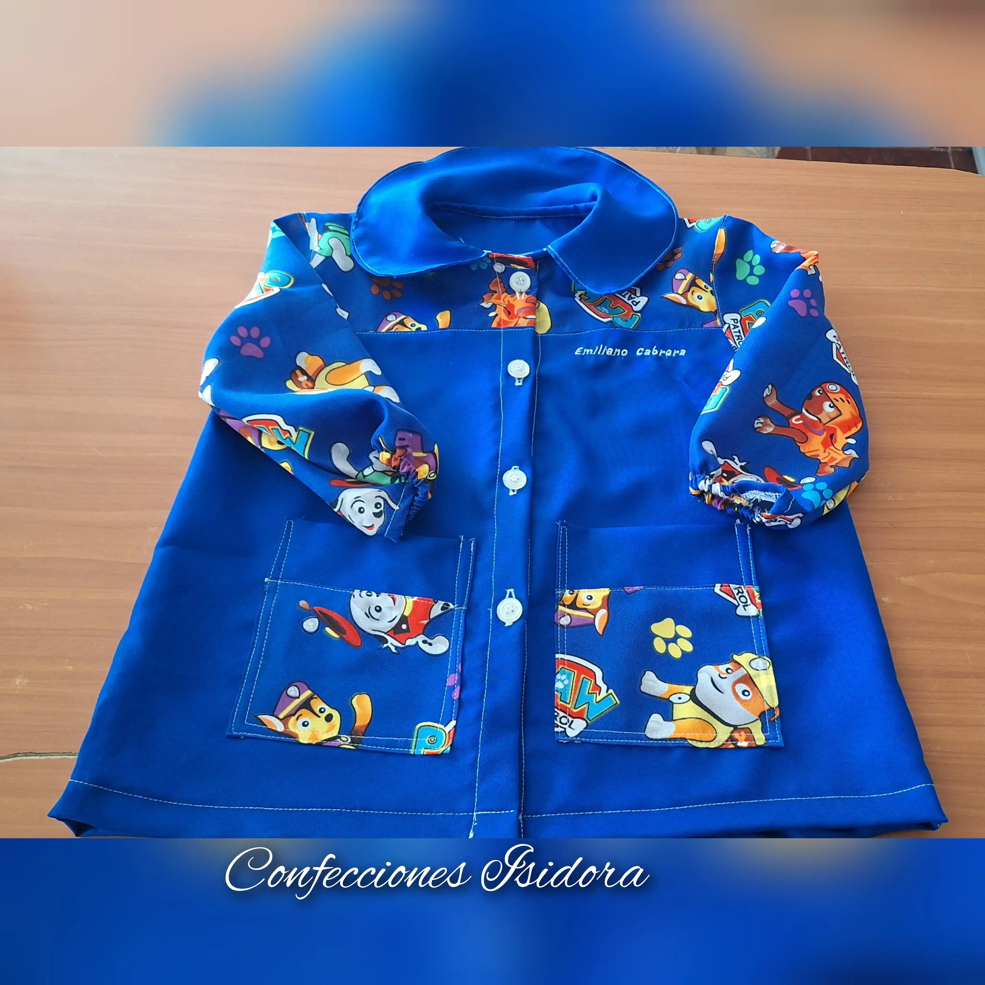Delantal paw patrol , azul rey