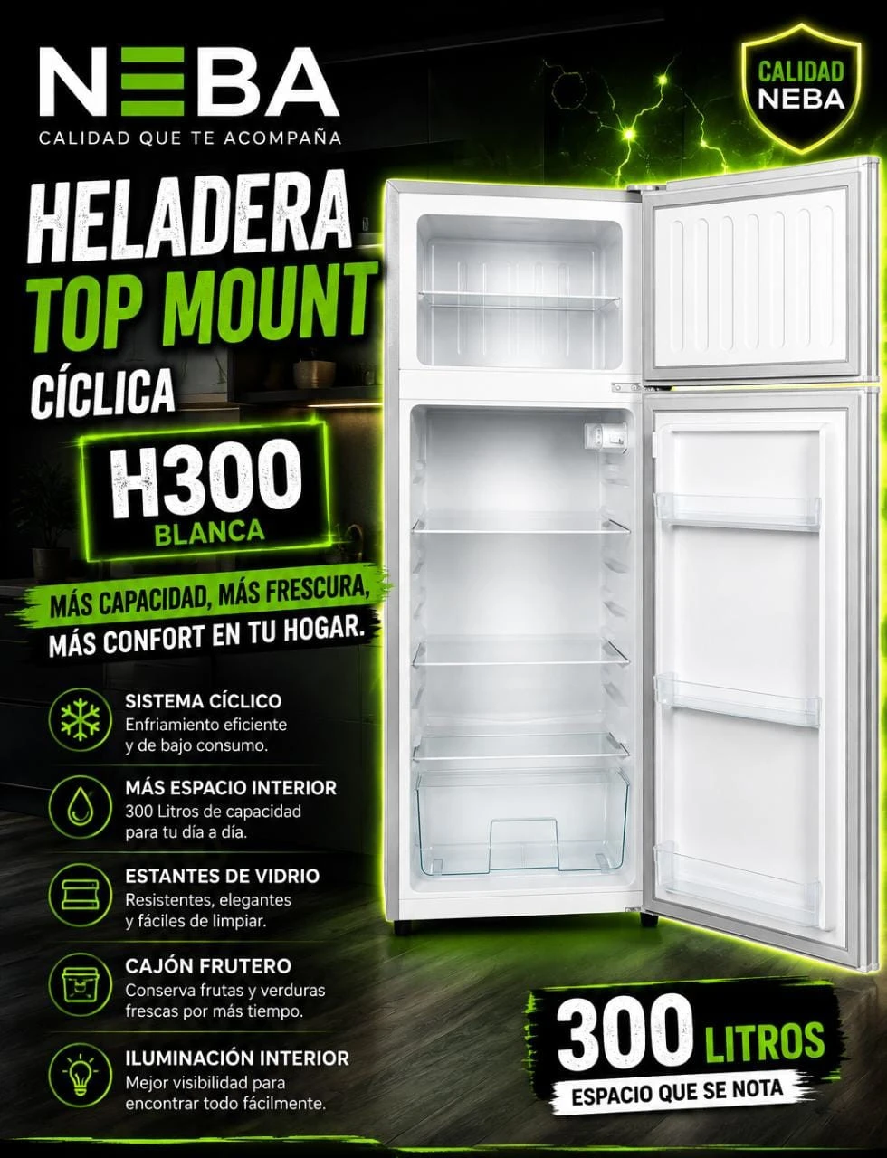 Heladera NEBA Heladera Top Mount Blanca H300