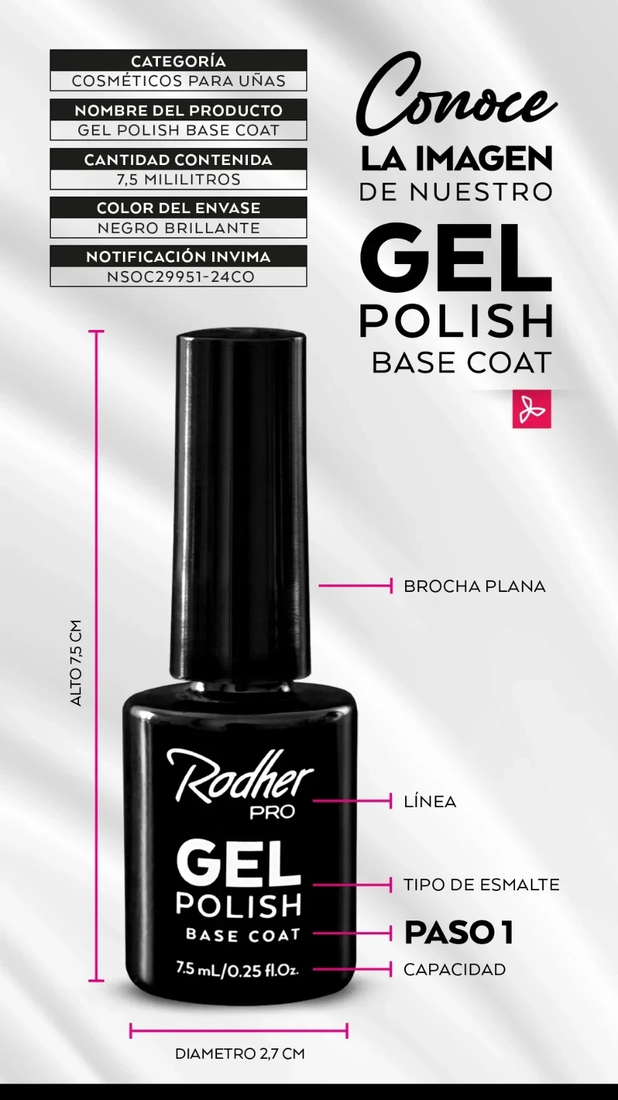 rodher esmalte semi permanente base coat