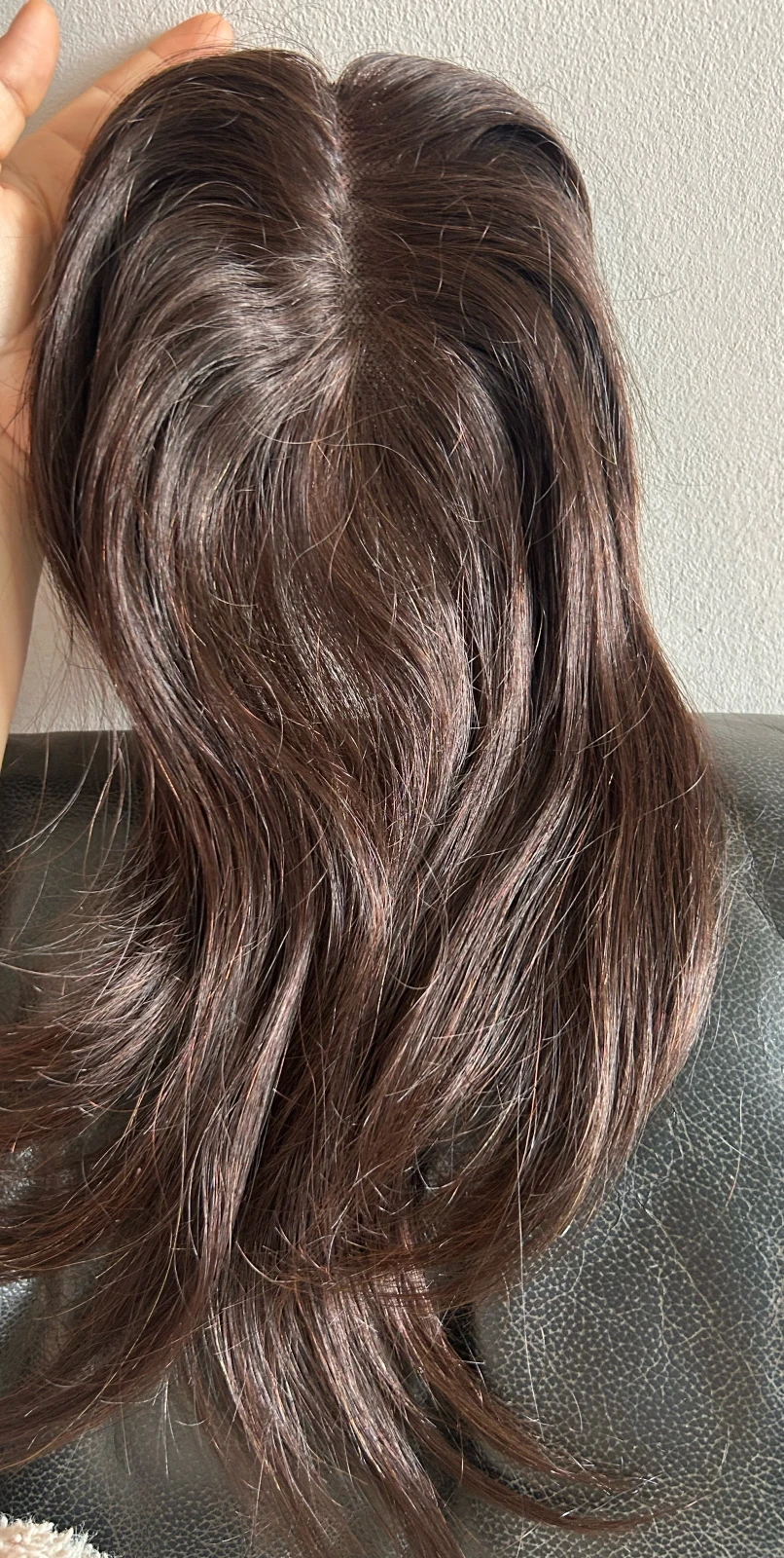 Toppers de cabello humano para mujer, adorno real con cabello delgado, densidad del 120 %, base suiza redonda, 1.41 onzas, castaño medio (14 pulgadas, 4#) 3