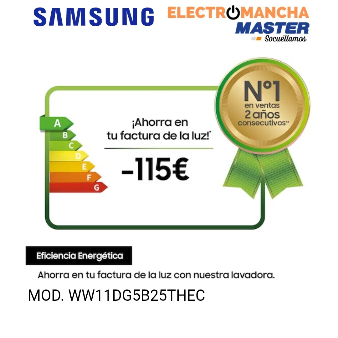 LAVADORA SAMSUNG WW11DG5B25THEC 11 KILOS 1400 RPM CLASE A  7