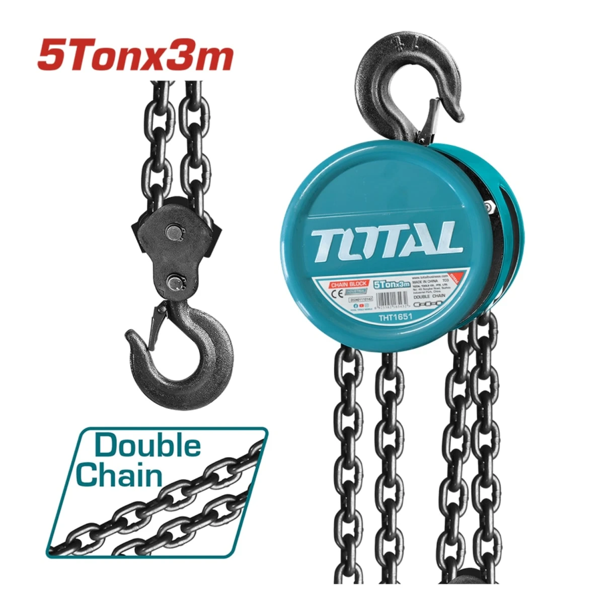 THT1651 Tecle 5 tonelada 3 metros doble cadena total