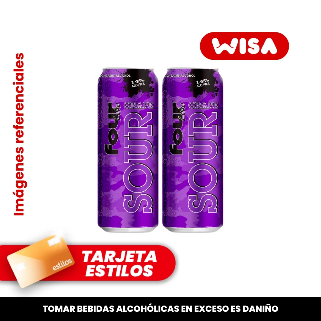 EXCLUSIVA PARA TARJETA ESTILOS - Four Loko 695 ML GRAPE