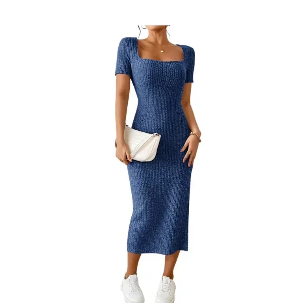 Vestido de cuello cuadrado de muslo con abertura