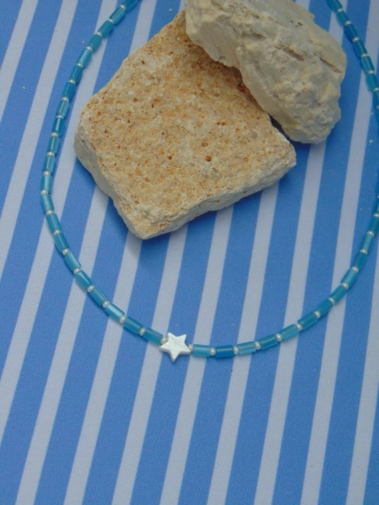 CHOKER ACERO CRISTALES AZUL ESTRELLA 2