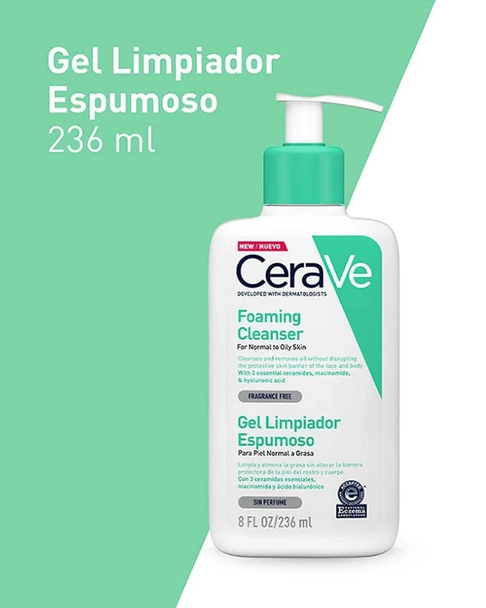 cerave Gel limpiador espumoso para el rostro 