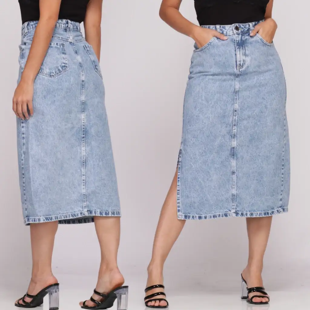 Saia Jeans 100% Algodão 