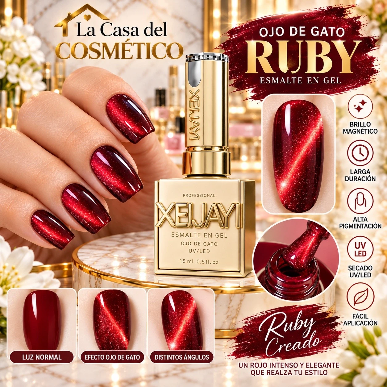 xeljayi esmalte ojo de gato tono ruby