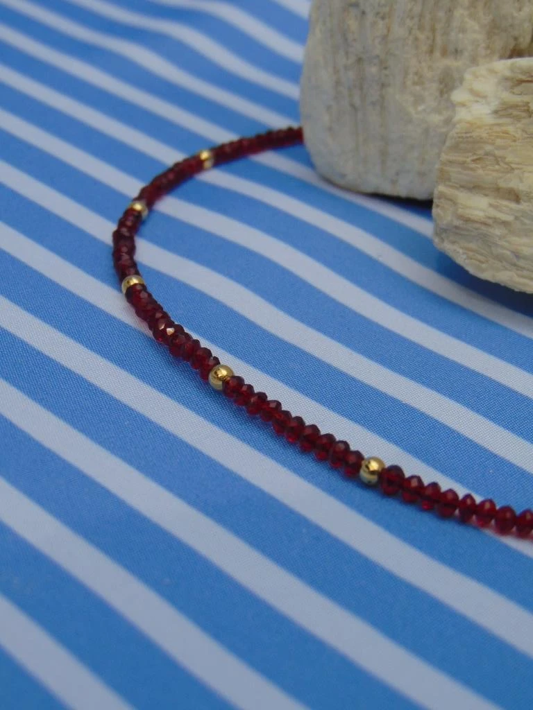 CHOKER ACERO DOR MURANO ROJO
