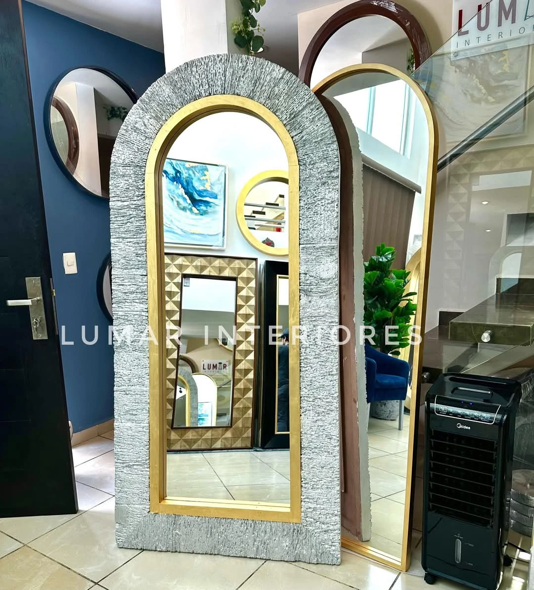 Espejo Ojo de Tigre Arco Corteza Madera 190x90cm 5