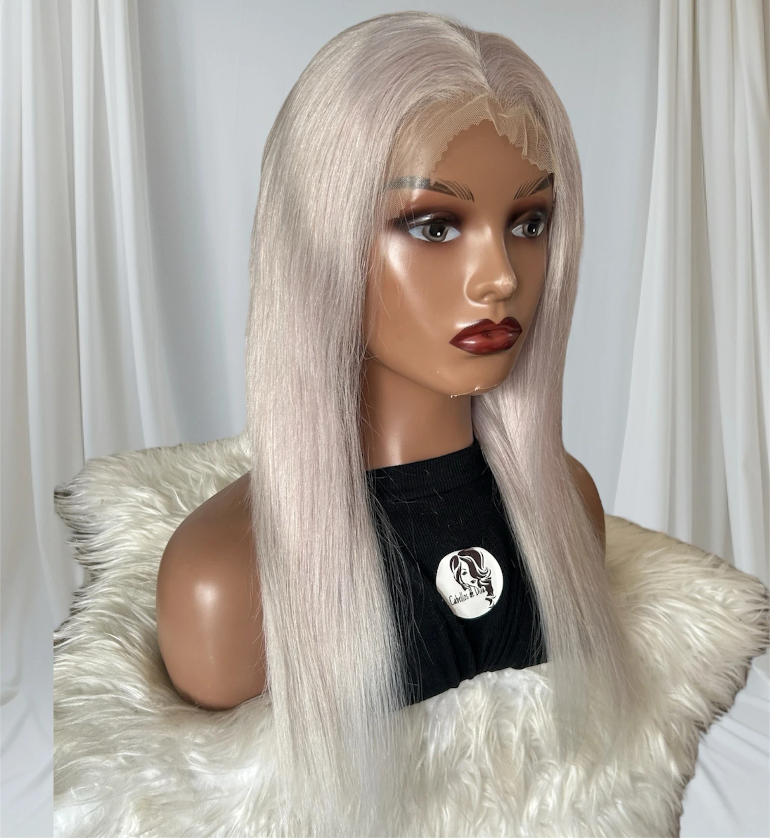 Peluca gris de cabello humamo, 20 pulgada, frontal lace 13x4, 150% densidad  4