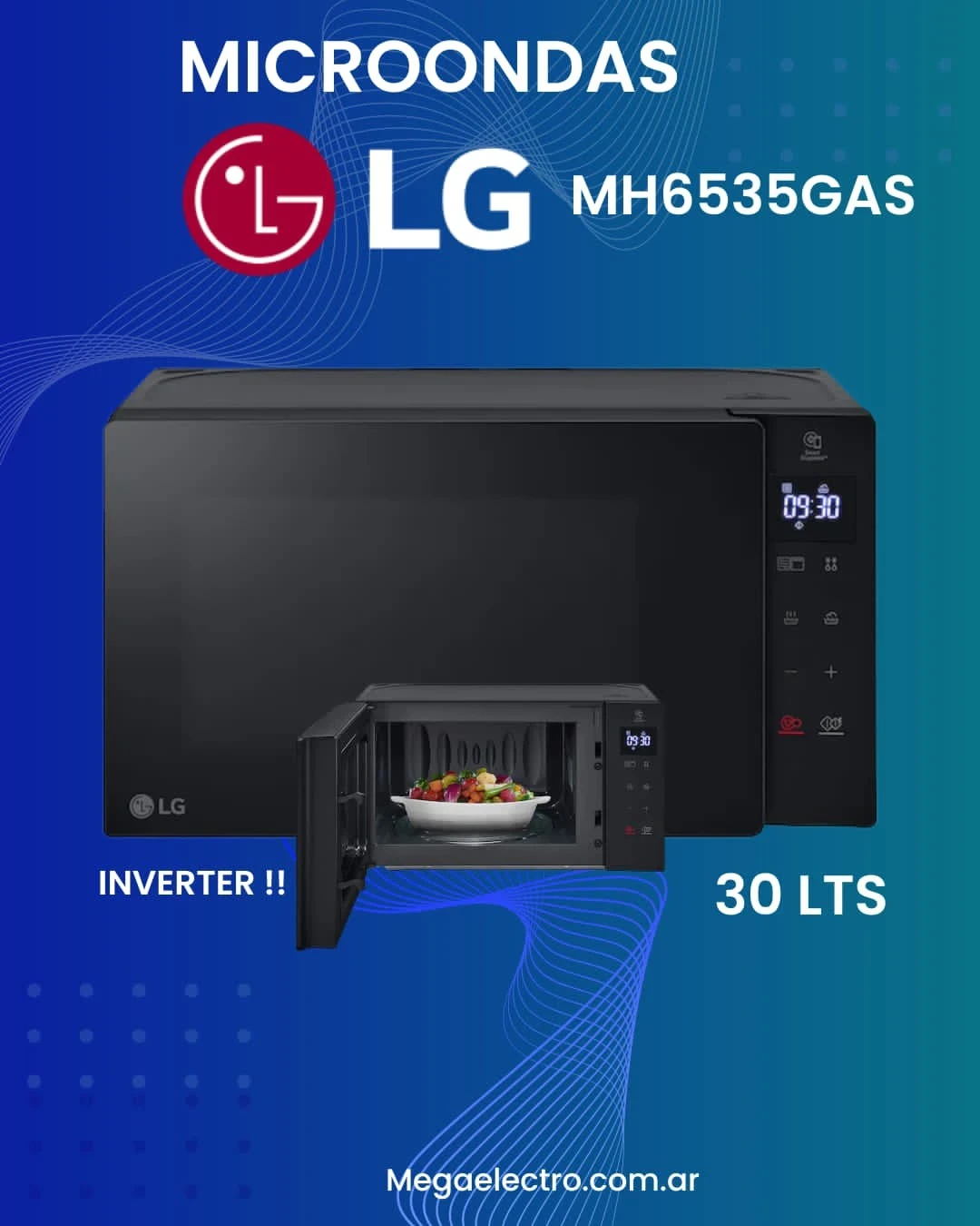 🪄 *MICROONDAS LG MH6535GAS 30 LTS INVERTER BLACK
