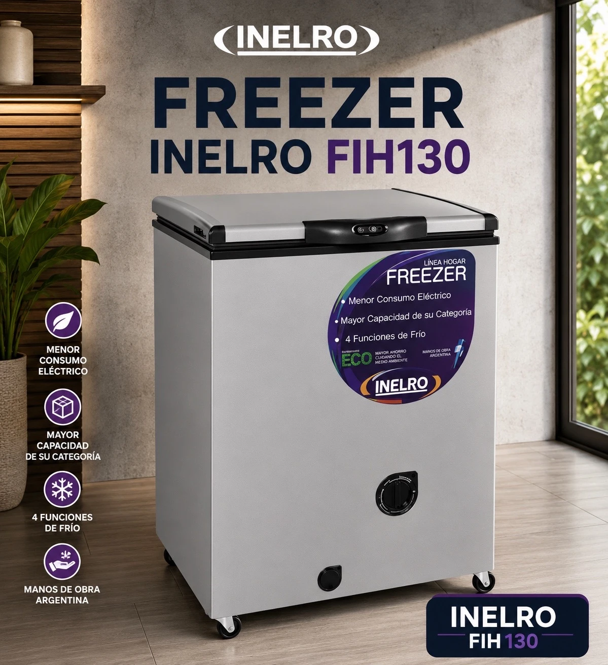 FREEZER INVERTER INELRO FIH130P 135 LTS. SILVER‼️SOLO POR PEDIDOS ‼️